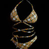 African Print Wrap Bikini Set - Gold