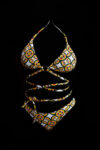 African Print Wrap Bikini Set - Gold